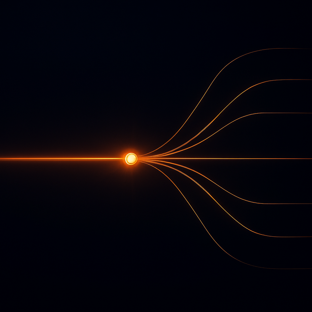 A request entering the Optron routing layer and branching into the best AI paths